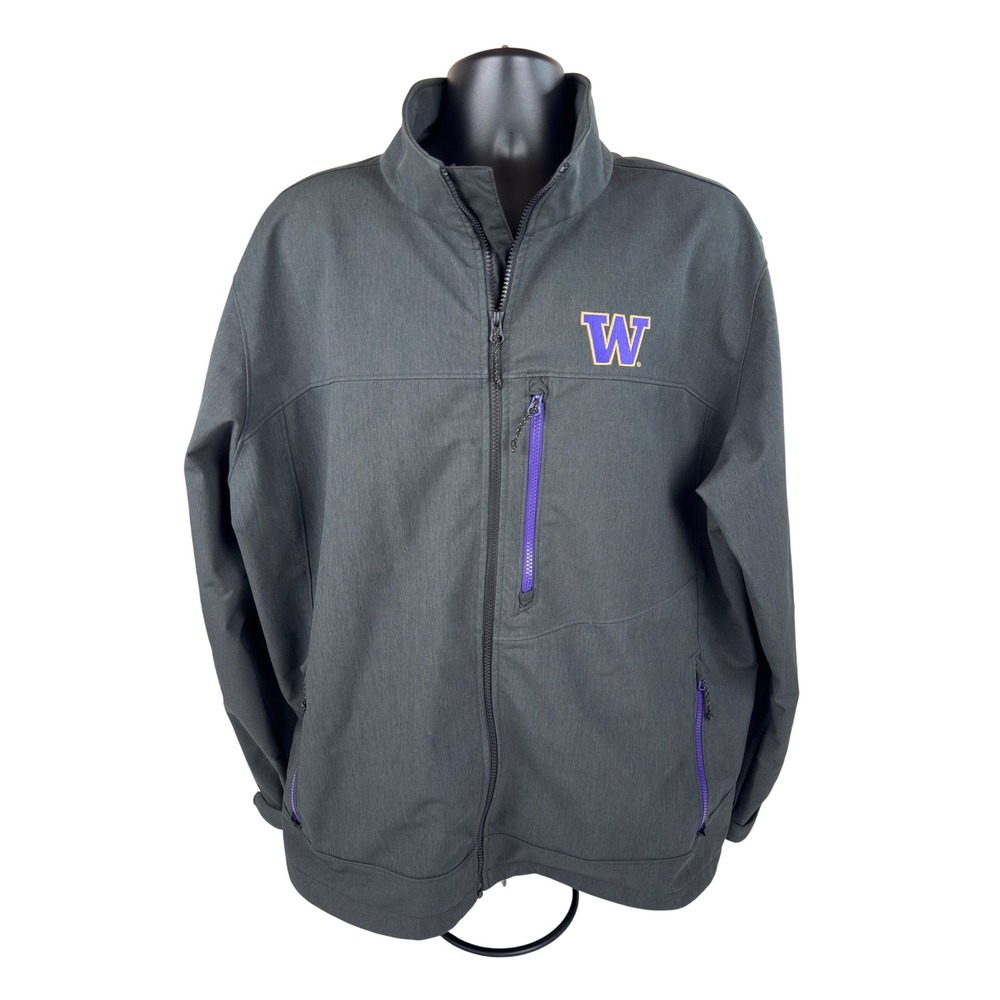 Columbia Mens Ascender II Softshell Jacket Washington Huskies Gray XXL EUC